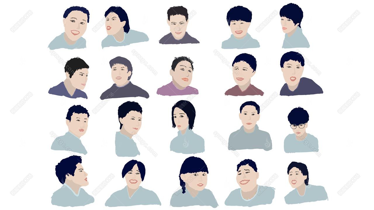 20个人物头像表情手绘元素-1